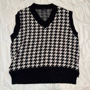Zaful Monochrome Houndstooth Knit Sweater Vest